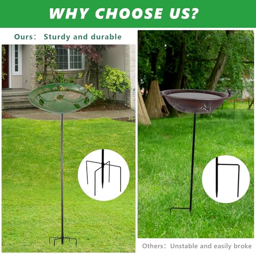 VEWOGIFT Banheiras de pássaros para ambientes externos, 106,7 cm H com tigela de 33 cm, banho de pás