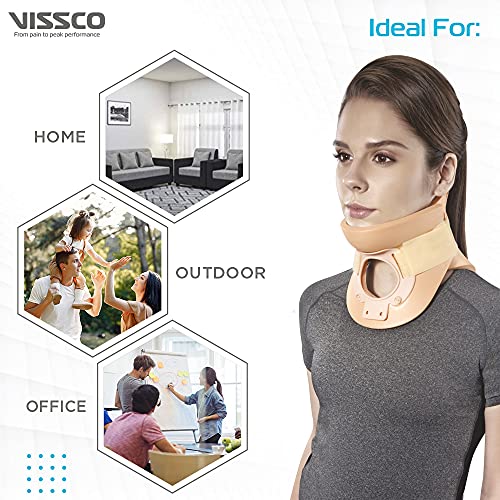Image of Vissco Cervical Collar (Philadelphia)- Rigid Neck Brace for Cervical Spine Immobilization and Pain Relief, Firm Neck Support for Fractures and Post-Surgery, for Men and Women- Medium (Beige)