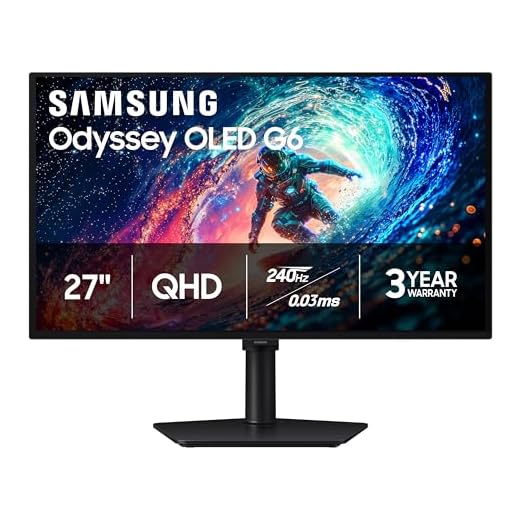 Samsung 27" Odyssey OLED G6 (G61SH) Gaming Monitor - QD-OLED, QHD (1440P), 240Hz, 0.03ms, Glare-Free, Pantone Validated, HDR10, Height-adjustable stand, OLED Safeguard, 3 Year Warranty, LS27HG612SNXZA