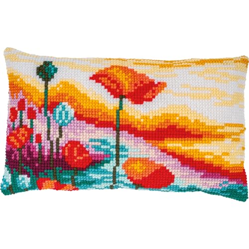 Vervaco Poppies Landscape Pillow Cover Needlepoint Kit