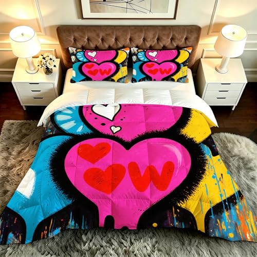 ZZXHG Edredón King Size Estampado 3D | A Color Graffiti Estampados, Nórdico Máximo Confort para Camas Grandes, Lavable, Reversible, Incluye 2 Fundas de Almohada 50x75 cm_A20382