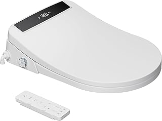 Electric Smart Bidet Toilet Seat, Upgraded Heated Bidet with Adjustable Instant Warm Water and Warm Dryer, Remote Control, Night Light, Slow Close Lid, LED Display (Round)