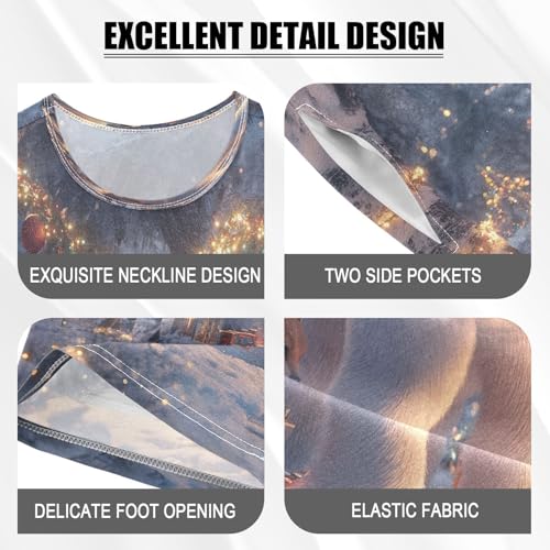 ALAZA Bear Fox Snow Winter Pajamas Set Short Sleeve Cotton Sleepwear Summer Pjs 2 Piece 5-14Y4