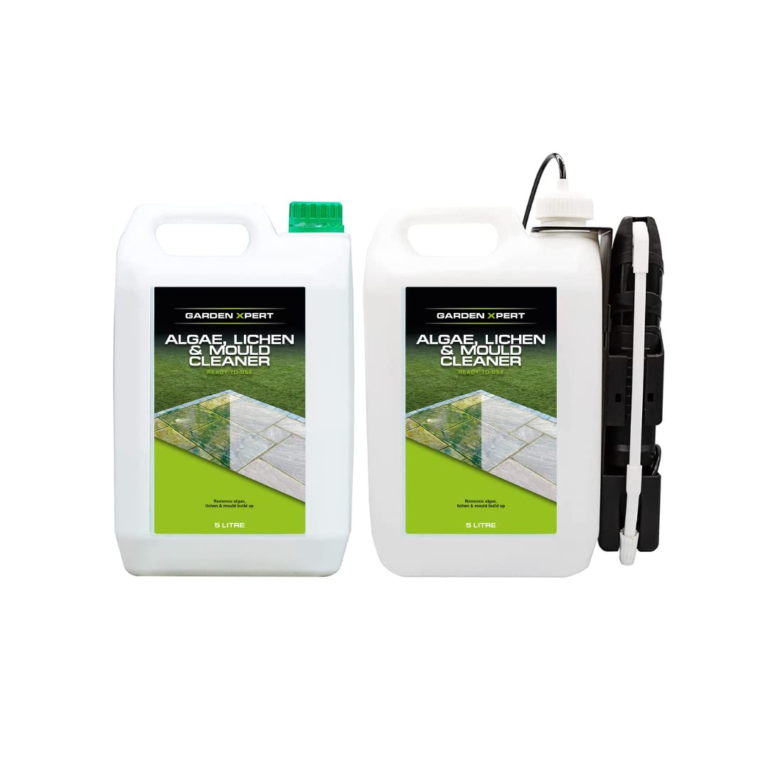 Garden Xpert Algae, Lichen & Mould Cleaner | 5 litre (2 Pack) With Electric Sprayer | Suitable for Patios, Natural Stone, Paving Slabs, Decking, Paths & Roofs | Ready to Use | Pet Friendly Once Dry — image 1