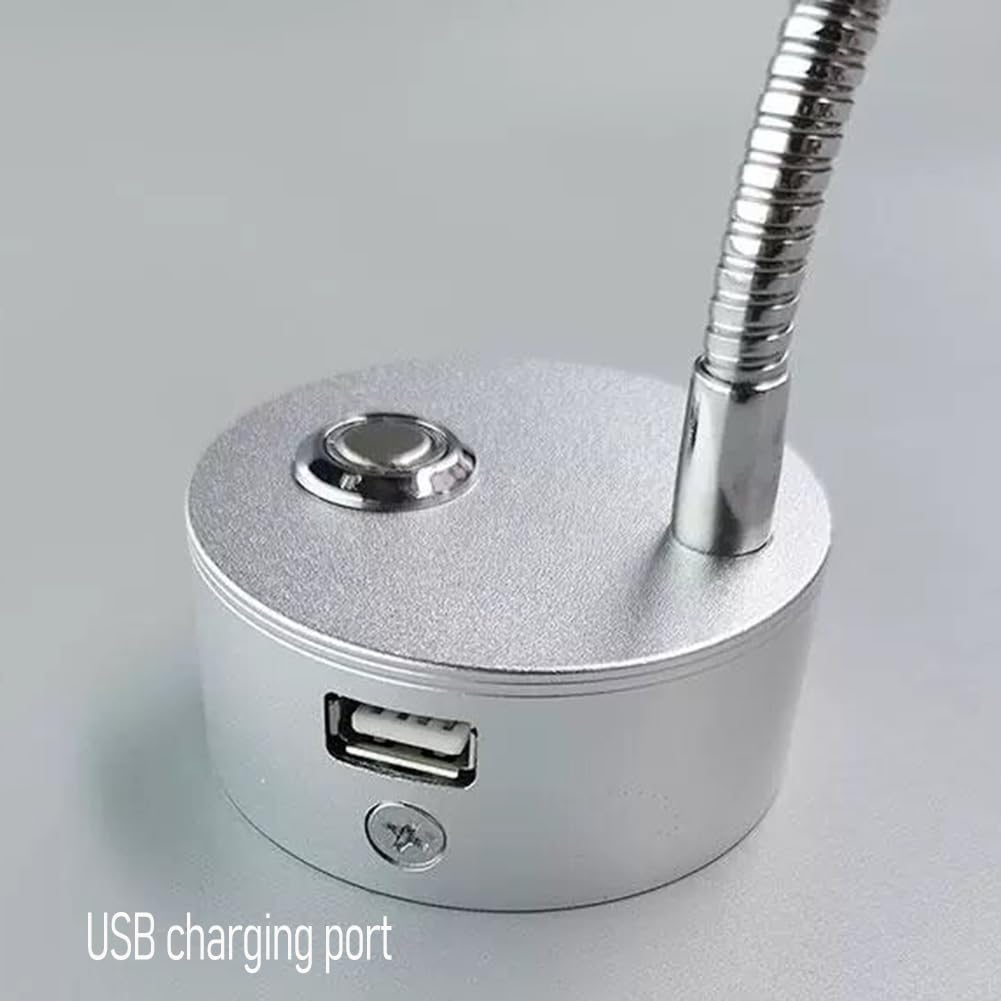 ZBZFGE Elastyczna LED na gęsiej szyi Lampka ścienna do czytania Przełącznik dotykowy Ściemnialna ścienna z portem USB Kinkiet wewnętrzny ścienna na gęsiej szyi 3W Lampka nocna Oświetlenie ścienne