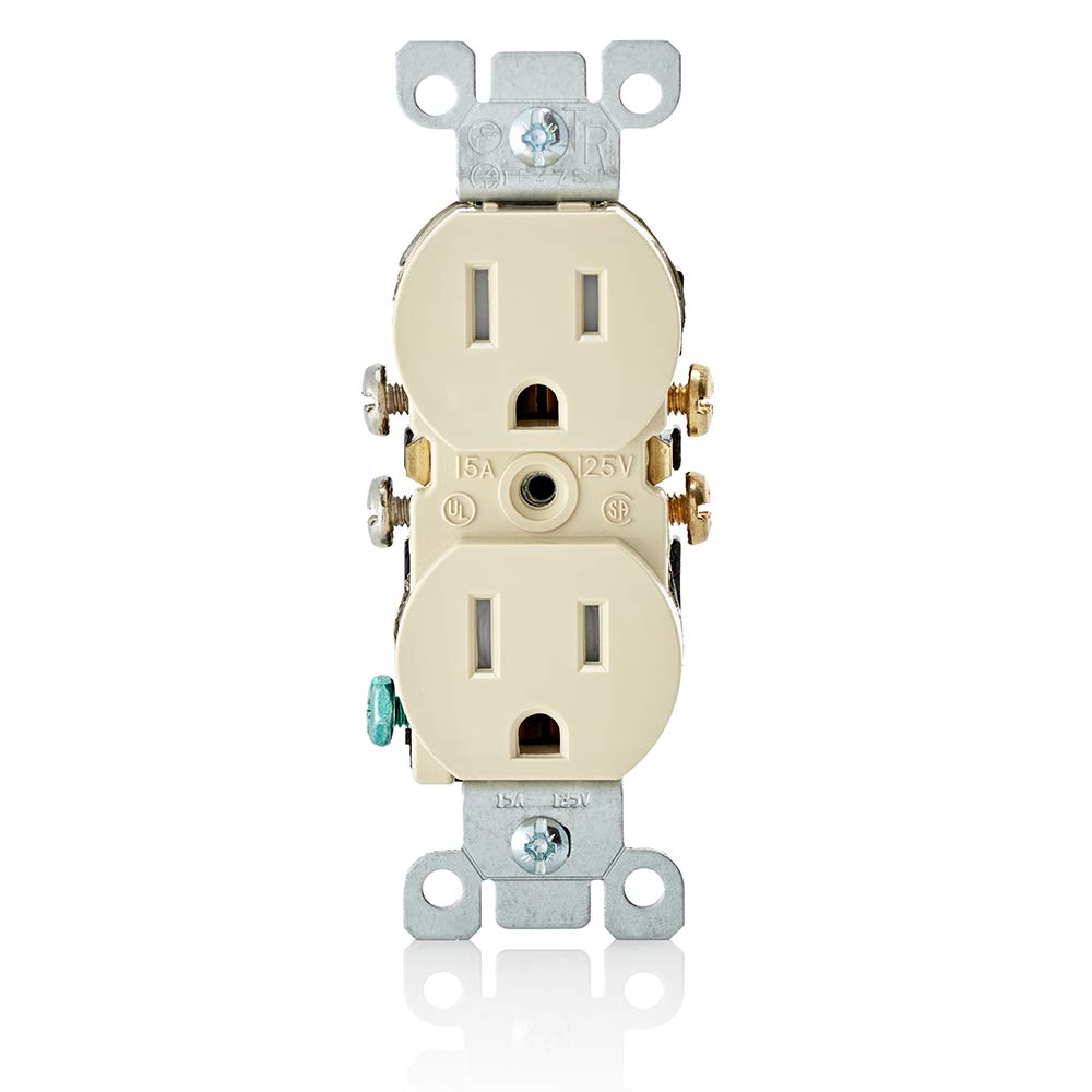 Leviton T5320-IMP 15 Amp 125V Tamper Resistant Duplex Receptacle (10 Pack), Ivory - 