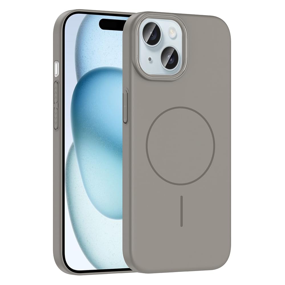 Zore Apple için uyumlu iPhone 15 Kılıf M-safe Şarj Özellikli Zore Ruby Sert Kapak Gri