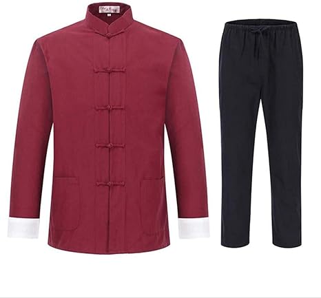 Amazon Co Jp 武州スーツ 中国手作りメンズ Sラフファブリックストレッチ太極拳服 太極拳エクササイズカフスとカエルボタンのための伝統的な太極拳服 スポーツ アウトドア