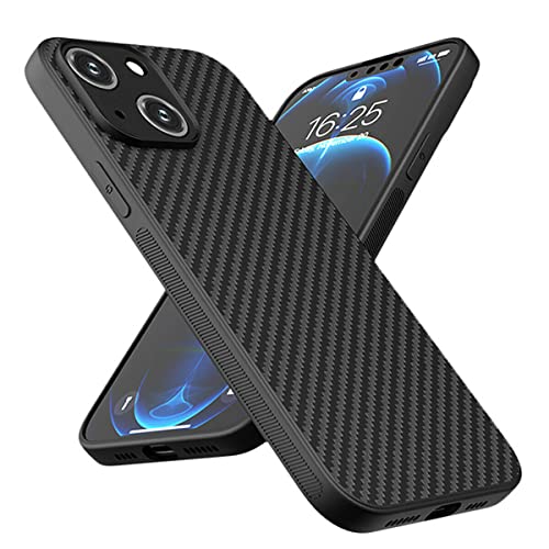 Mixroom - Cover Custodia Case Per iPhone 13 Mini Fibra di Carbonio Anti scivolo e Anti Caduta Colore Nero