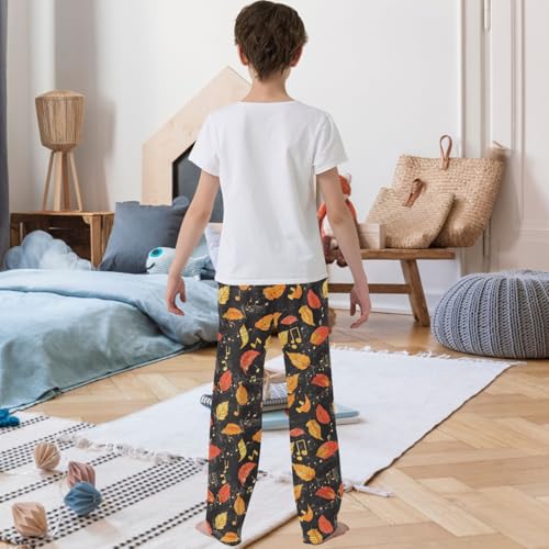Boy's Pants Autumn Leaf Jogger Pants Elastic Waist Long Bottoms Trousers with Pockets 6-14 Years3