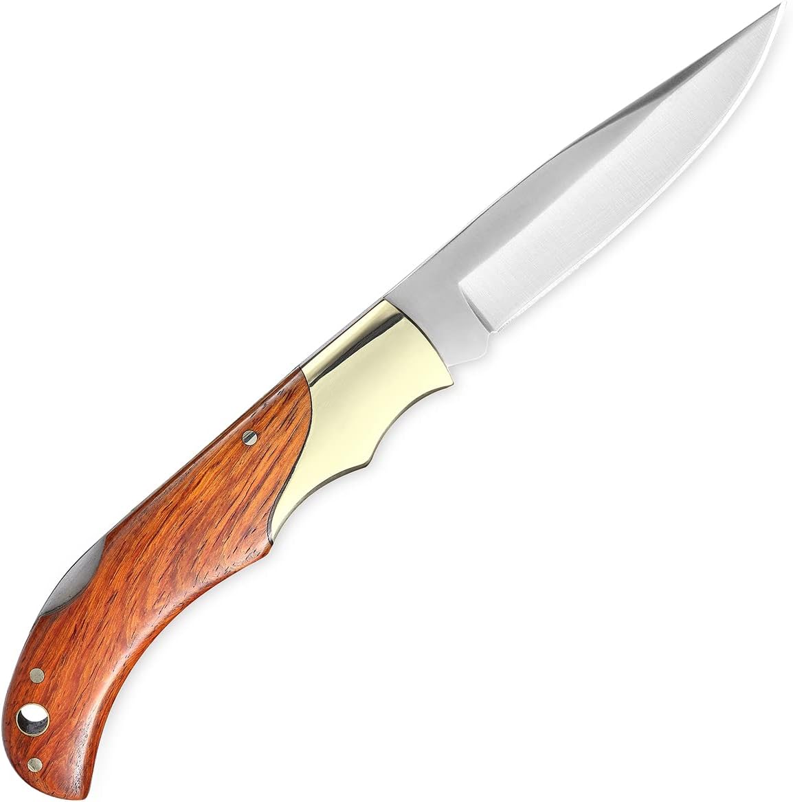MIKI Classic Gentleman Edition pocket Knife Folding Knife for EDC, 440A Steel Super Blade, Brass Bolsters, Handcrafted Cocobolo Wood, Outdoor camping hiking fishing, Everyday Carry Knife for Men Women