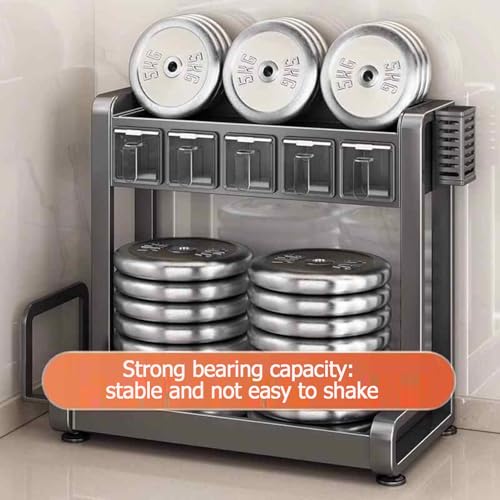Scaffale a doppio strato in acciaio inox con barattoli sigillati per spezie, ideale per piani di lavoro della cucina e caffetterie da ufficio (colore 2, 55 cm)