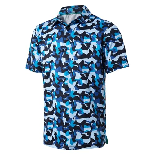 Image of Golf Shirts for Men Dry Fit Short Sleeve Print Performance Moisture Wicking Polo Shirt
