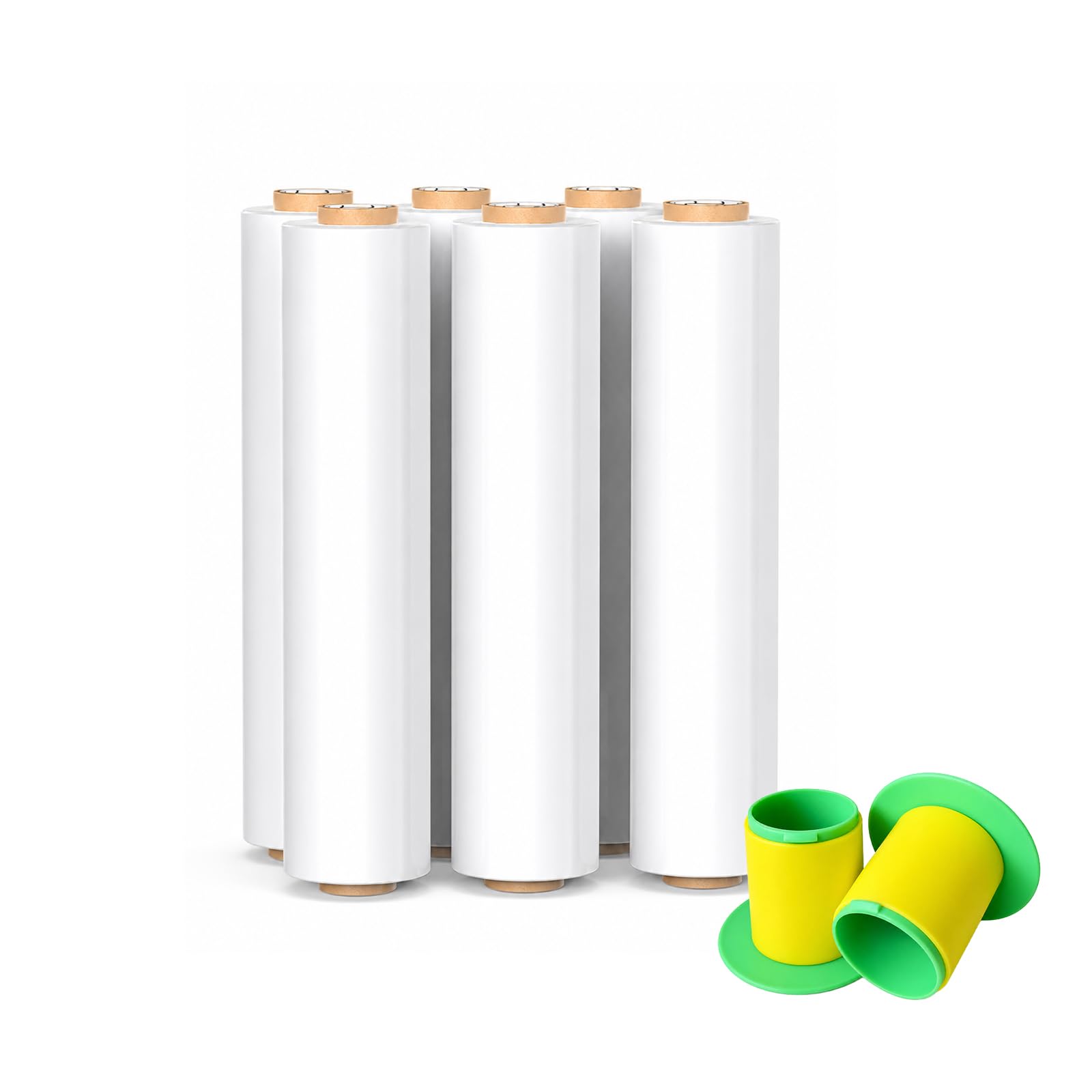Lot de 6 Films Étirables Blancs 50 cm x 300 m, 17 Microns, 2,65 kg – Film Palette Résistant pour Emballage, Stockage et Protection des Marchandises