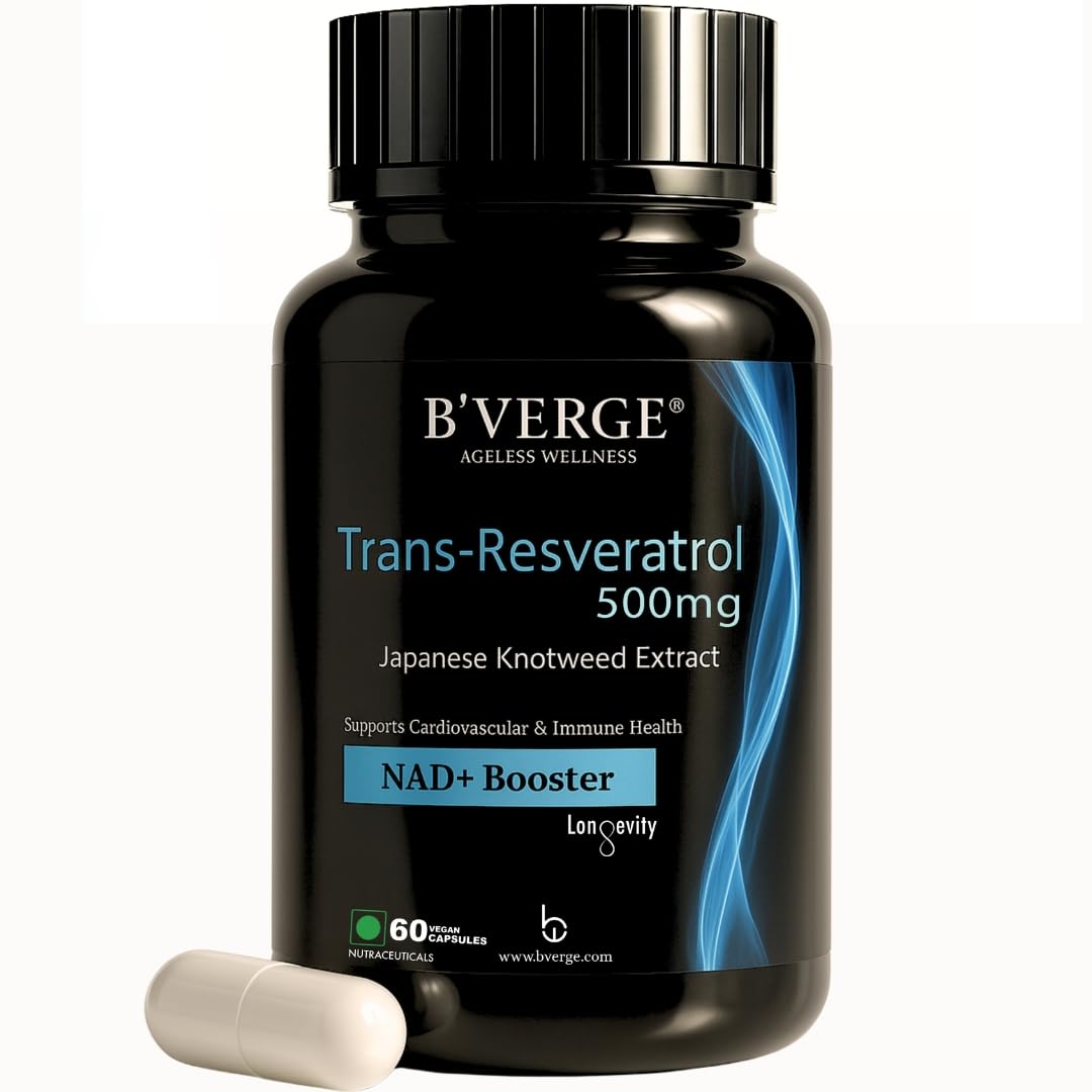 B’VERGE™ Pure Trans Resveratrol | 99.5% Purity | Boost metabolism, support heart health & reduce inflammation (500mg 60 capsules)