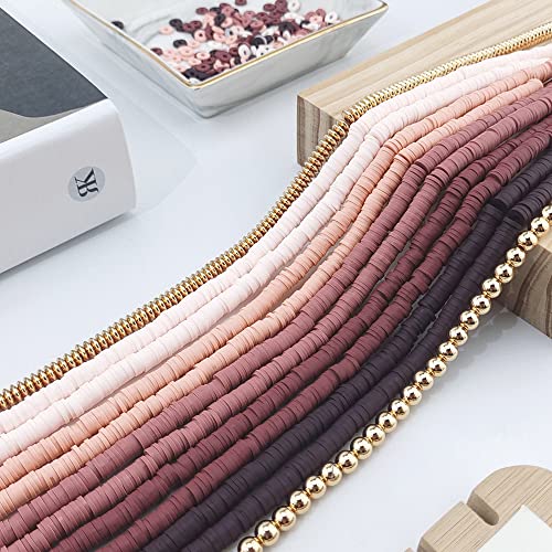 Bocar 6mm 10 Strands Clay Beads Kit Vinyl Flat Handmade Polymer Clay Beads with 2 Strands Alloy Spacer for Jewelry Making Necklace Bracelet Earrings Finding (CB-001-mix 7) - Image 4