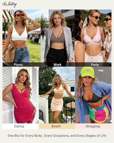 As Fairy 2026 Deep V Wireless Push Up Bras for Women Soft Support Bra with Lift Comfortable T-Shirt Bra for Daily Wear - image 7