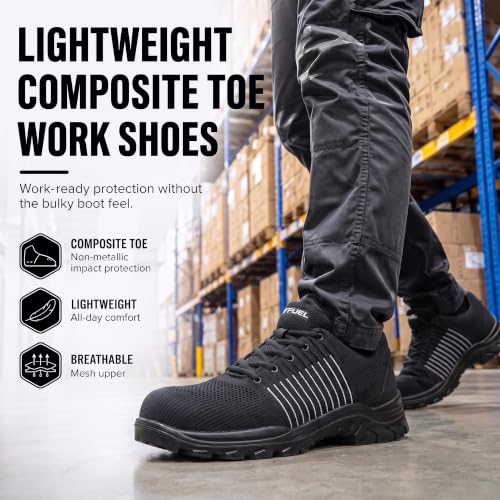 Image of FUEL Aqua Safety Shoes for Men | Lightweight Industrial Steel Toe Safety Shoe | Breathable Knitted Upper | Anti-Bacterial PU Sole | ISI Marked Work Shoes for Men