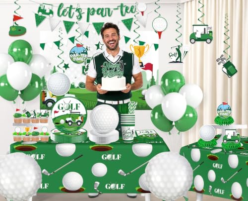 Image of 193Pcs cocomigo Golf Birthday Decorations Tableware Set, 25 Serves