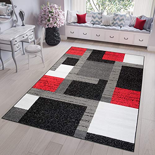 Tapiso Fire Alfombra de Salón Sala Diseño Moderno Gris Crema Rojo Ne