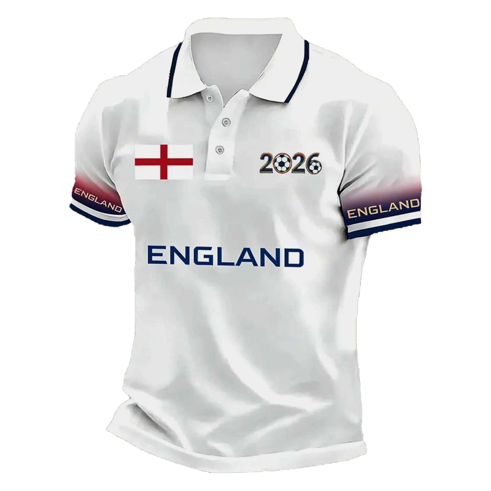 England World Cup Shirt 2026 Men’s Short Sleeve Poloshirts Button Down Lapel England Britain Football T-Shirt Stretch Breathable Sports Tops — image 1