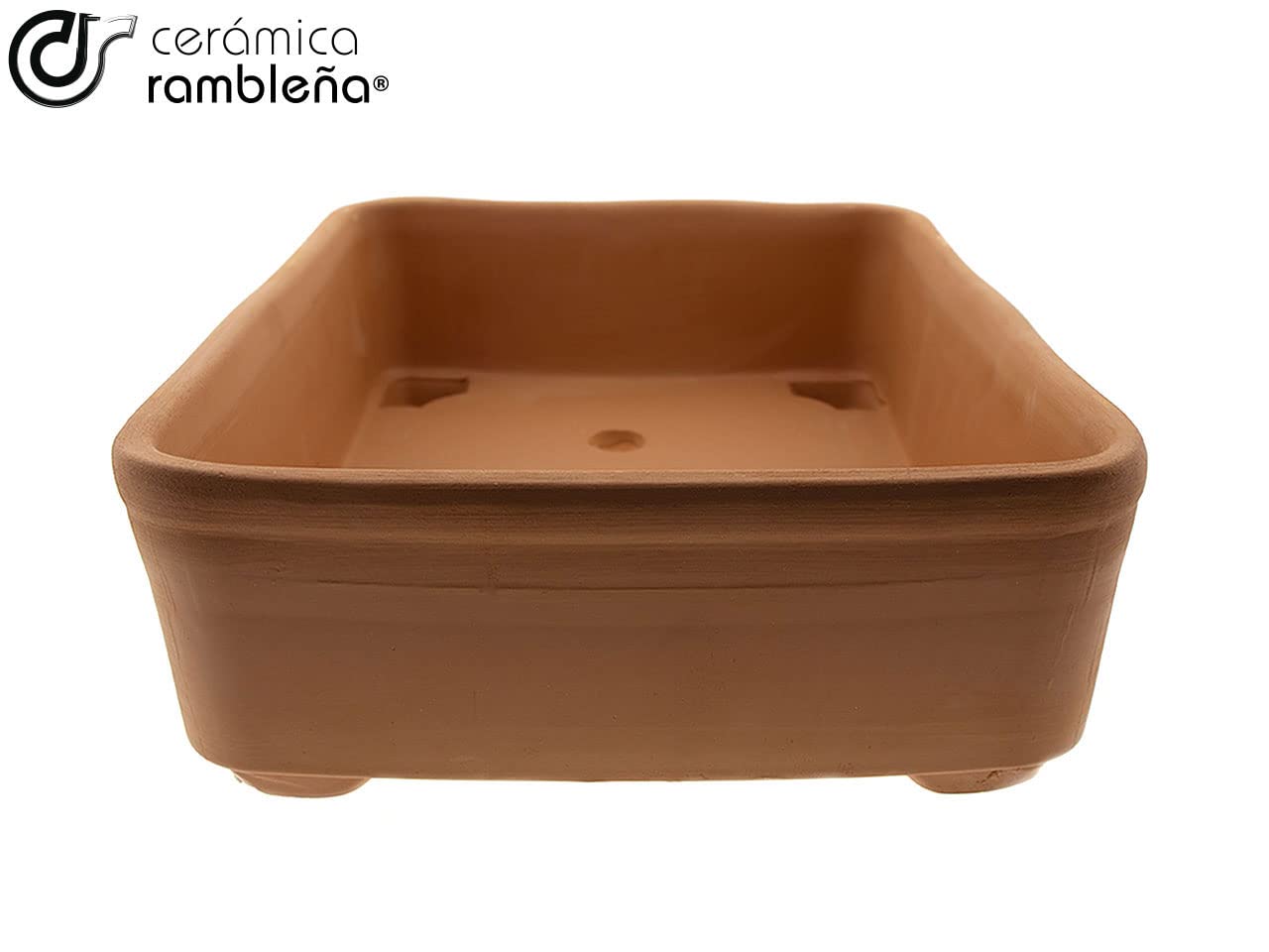 CERÁMICA RAMBLEÑA | Macetas bonsais | Maceteros para bonsais | Bonsai macetas | Maceta Bonsai Barro Rojo - Modelo J39 | 33x26.5x10 cm