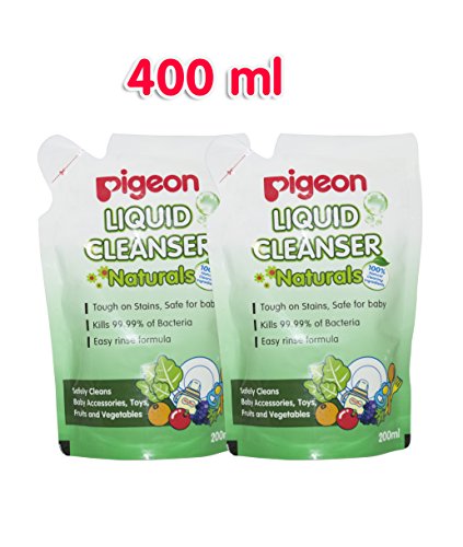 Image of Syga 4 Pcs Baby Milk Bottle Nipple Straw Brush Sponge Nylon Cleaning Brush Cleaner Bottle Tong Set R&Pigeon Naturals Liquid Cleanser Refill Combo, 200Ml (Pack of 2)