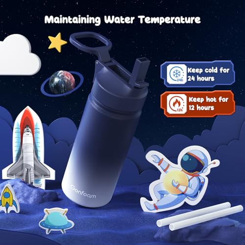 Gonfoam Botella de Agua para Niños 16oz, Pack de 2, Taza Aislada de Acero Inoxidable miniatura 3