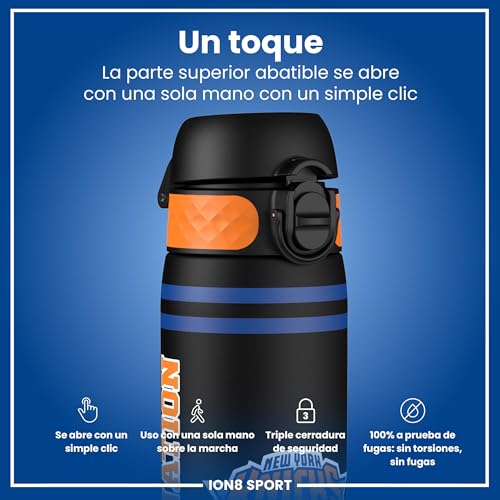 Miniatura 3 de ion8 NBA Botella a Prueba de Fugas, Fácil de Abrir, Cerradura Segura, Asa de Transporte, Aptas para Lavavajillas, Acero Inoxidable, Ideal para Deportes