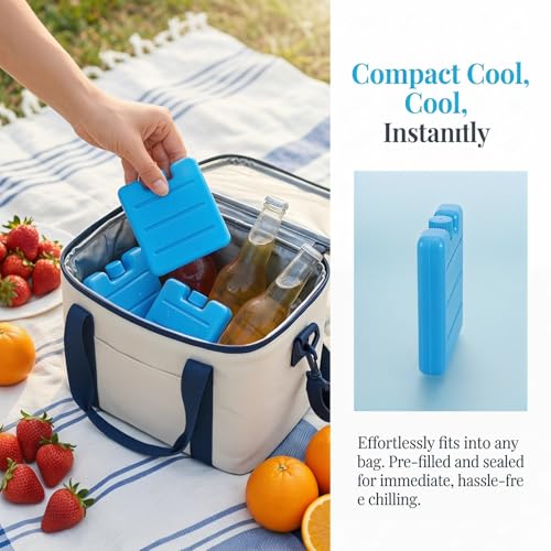 Image of Housoutil 100ml Reusable Ice Packs for Lunch Box, 8PCS Freezer Ice Blocks, Cooler Freezer Blocks Pack for Lunch Boxes, Camping, Picnics, Beach, Fishing, Outdoor Sports, Air Conditioner Coolers