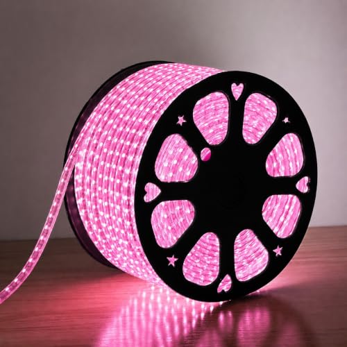 Image of MoonlitDreams 20M LED Rope Light | 120 LEDs /M Waterproof Strip Light | Pink Flexible Cove Light for False Ceiling, Balcony, Bedroom, Garden & Indoor Outdoor Decoration | Plug & Play Decorative Light