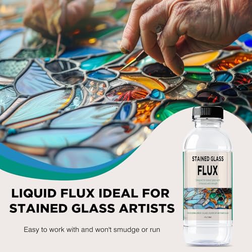 Image of Liquid Zinc Flux for Stained Glass - 4oz - Stained Glass Flux for Soldering Work, Glass Repair and More - Liquid Flux for Stained Glass Solder - Stain Glass Tools and Supplies - Stained Glass Kit