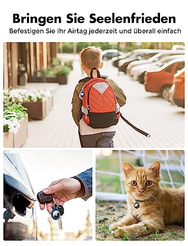 UNBREAKcable AirTag Anhänger, 4er Pack AirTag Schlüsselanhänger Schutzhülle, Air Tag Silikon Kratzfest TPU-Hülle, Keyring Abdeckung Case Cover für Schlüssel, Tasche, und Hund
