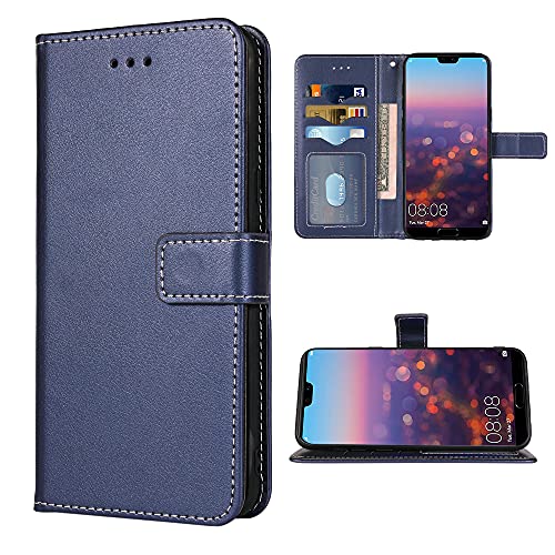 FDCWTSH Compatible with Huawei P20 Pro Wallet Case Wrist Strap Lanyard Leather Flip Cover Card Holder Stand Cell Accessories Folio Phone Cases for Hwauei Hawaii P 20Pro 20 P20pro Women Men Blue