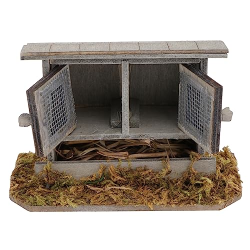 ibasenice 1 Pieza Gallinero Simulado Alambre De Gallinero Decoración De La Cabaña Casa De Muñecas Cooperativa Mini Pollo Familiar Accesorios De Pollo Mini Adorno De Madera Brown