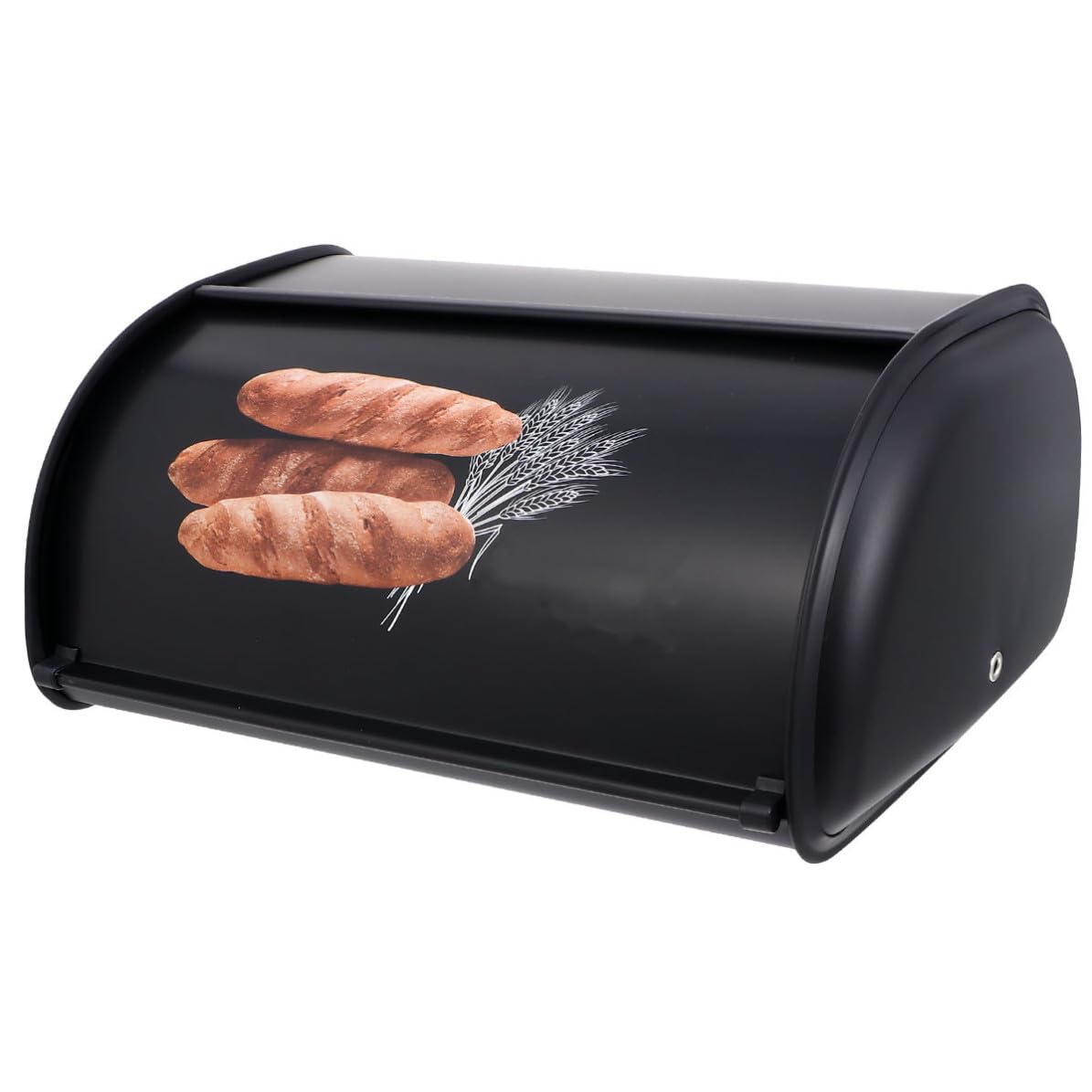 Caja de Pan Metálica Pequeña, Forma Cilíndrica, Tapa Frontal Impresa