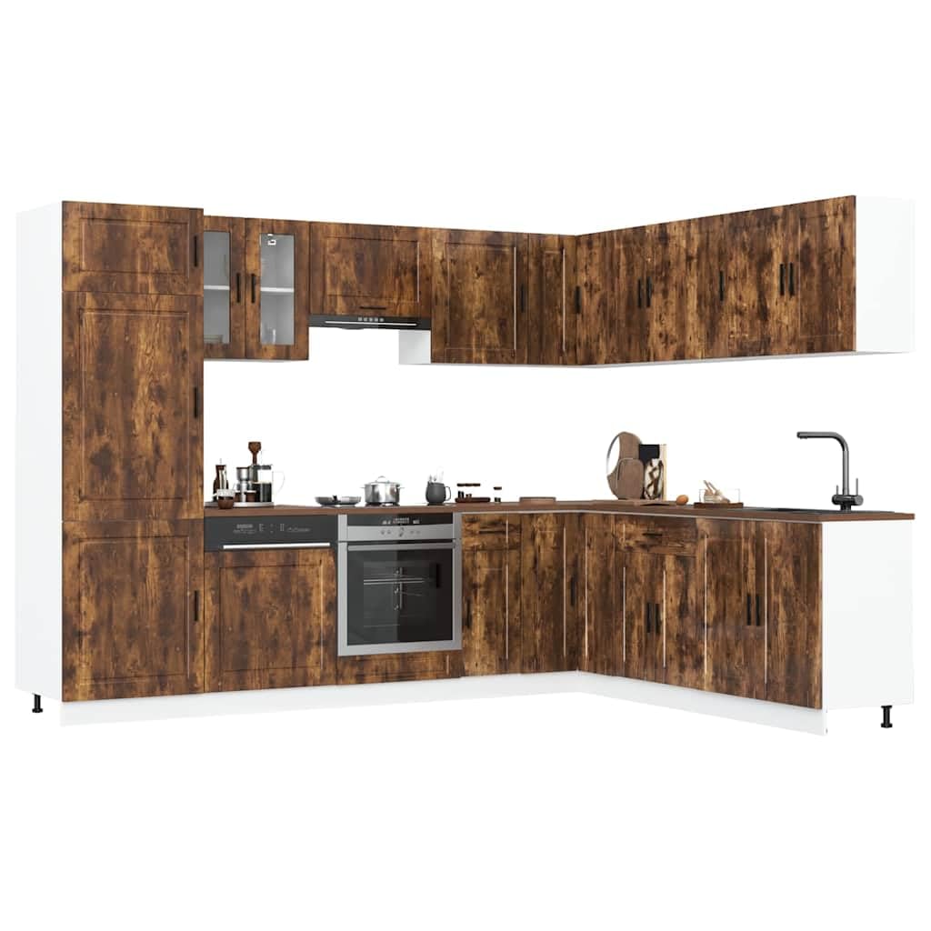 14-TLG Küchenschrank-Set Porto Räuchereiche Holzwerkstoff