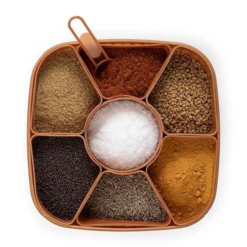 Image of HomeWiz 7 Section Masala Box | BPA-Free Large Airtight Masala Dabba | Food Grade Transparent Spice Container For Kitchen | Masala Container Set with Measuring Spoon | For Spices, Masalas & Dry Fruits