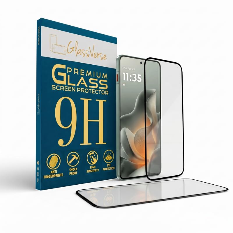 Image of GlassVerse PureView Tempered Glass for Motorola Edge 70 | Crystal Clear, 9H Hardness Screen Protector, Edge to Edge, Case Friendly, Hassle-less Installation Kit Included. (Pack of 2)