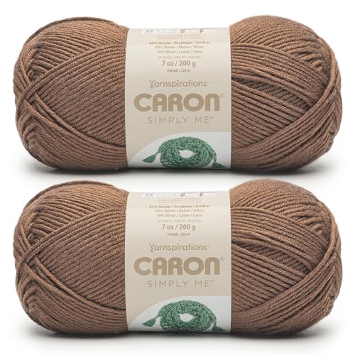 Image of Caron Simply Me, Soft Bulky Yarn for Crocheting, Bronzite, 2-Pack | #5 Bulky Yarn, 62% Acrylic, 20% Nylon & 18% Wool, Soft Crochet Yarn for Knitting & Hobby Crafts, 246yds, 200g /7oz per skein