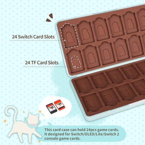 GeekShare Chocolate Switch Game Card Case,Portable Magnetic Switch Game Holder Cartridge Case with 24 Game Card Slots and 24 TF Card Slots - Magic Encounter - 1