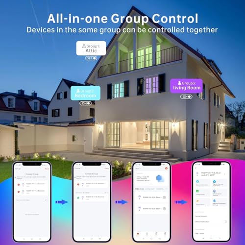 4 Pack 2X4 FT LED RGBW 5000K Multicolor Flat Panel, Light Remote & App Controlled 60W 6600lm Color Changing LED Panel Light Smart Wi-Fi Drop Ceiling Light with Alexa/Google Assistant - Image 6