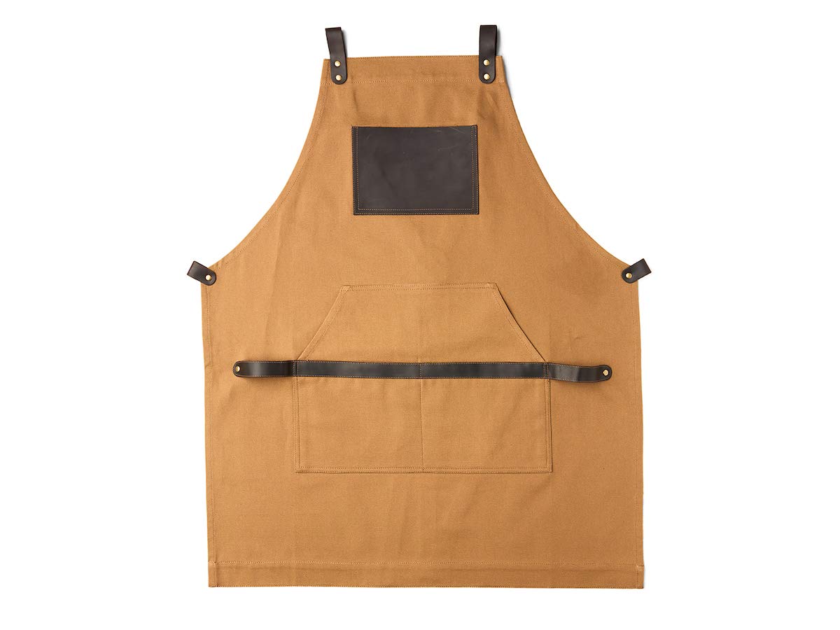 OleksynPrannyk Work Apron in Non-Waxed Canvas with Cross Straps Adjustable