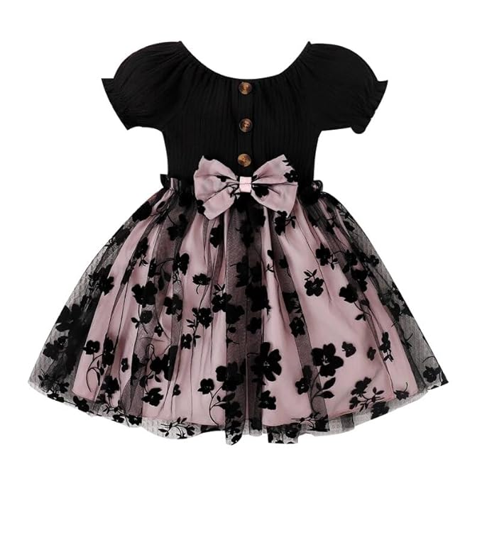 TAGAS Baby-Girl Net A-Line Knee-Length Dress