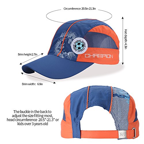 Adjustable Breathable Lightweight Quick Dry Mesh Uv Protection Sun Hat Wide Brim Kids Baseball Cap Boys Girls (Navy Blue) #TOP2