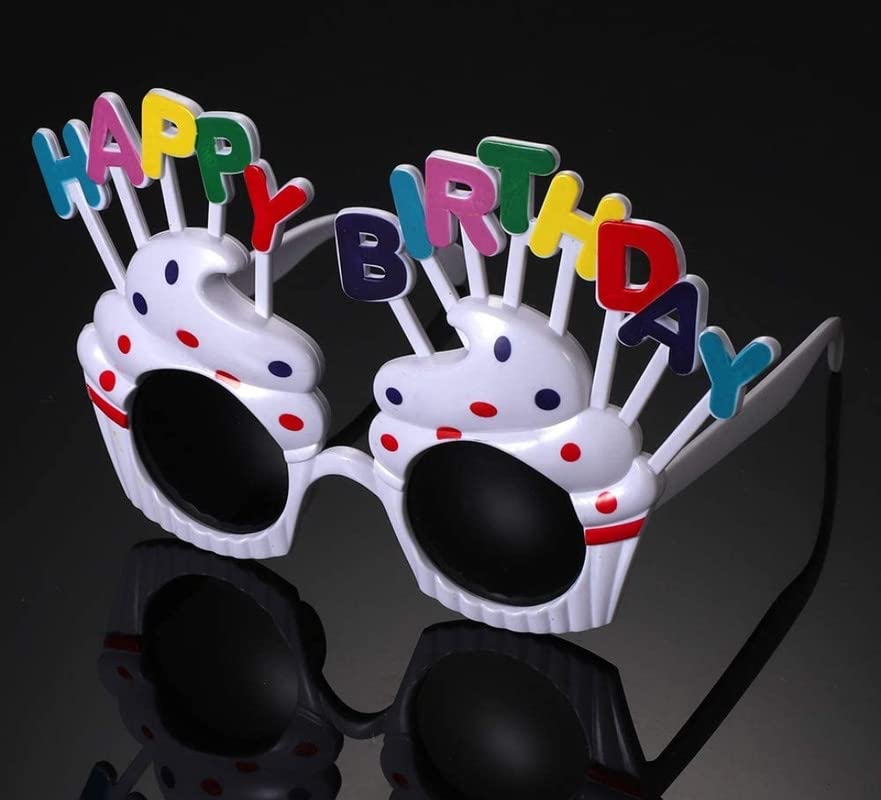Fun Affairs Cup Cake Style Funny Happy Birthday Letter Party Pink Green multicolour Sunglasses/Goggles - Color Pink 1
