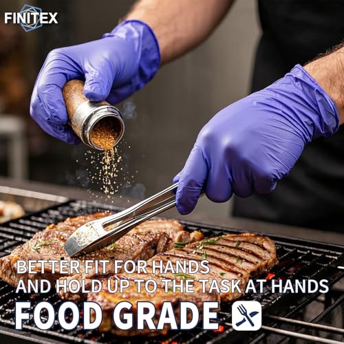 Image of FINITEX Ice Blue Nitrile Exam Gloves - Powder-free, 1000 PCS Medical & Home Cleaning Gloves