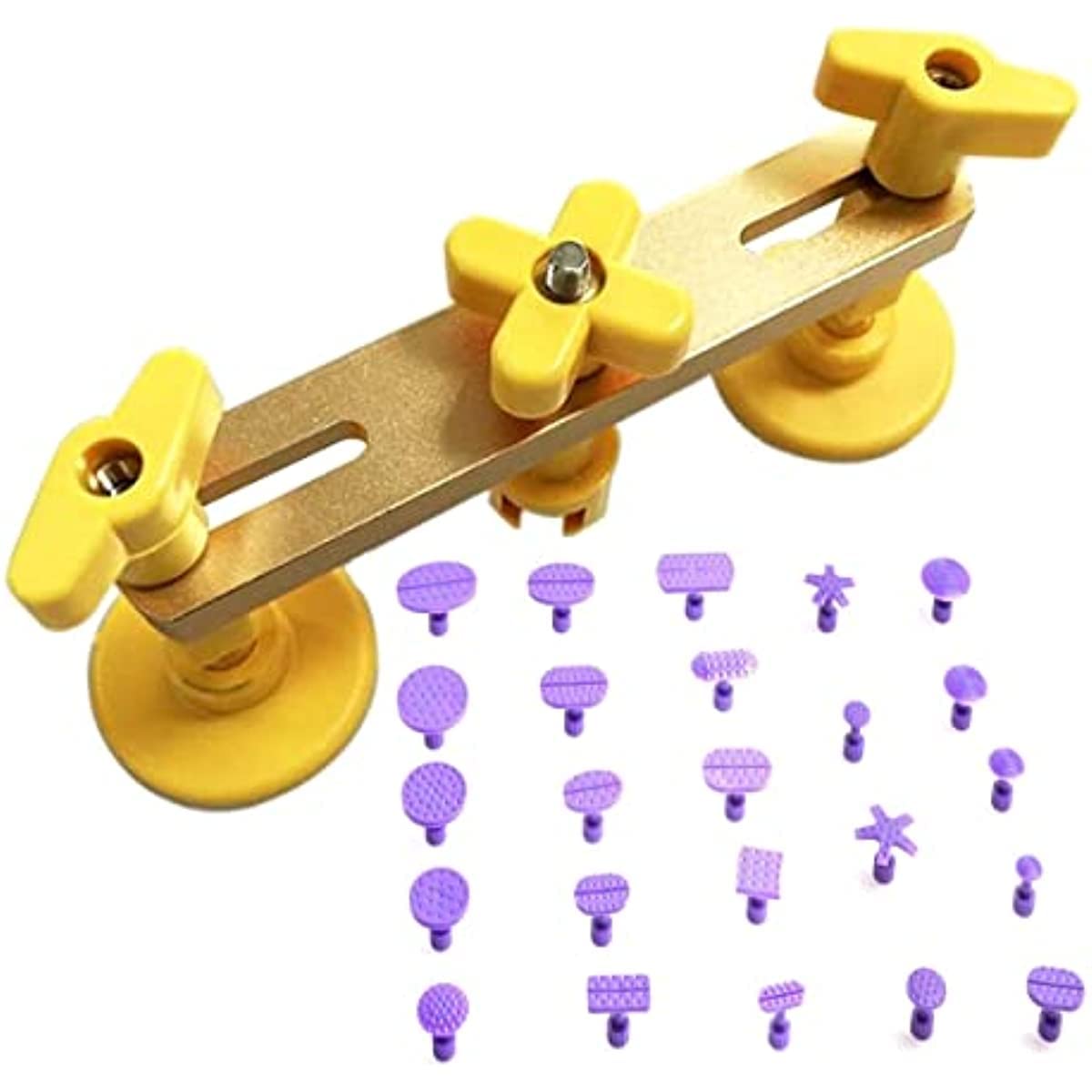 Paintless Dent Repair Tools Bridge Dent Remover Reused Dent Removal Tools Auto Body Pops a Dent & Ding Hand Tools Puller with 24pcs Different Size Glue Tabs