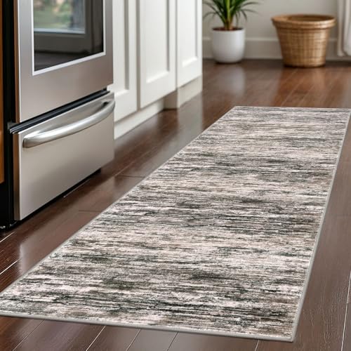 2x5 Brown Green Black White Modern Abstract Runner Rug for Hallways, Super Soft Hallway Decor Kitchen Rugs with Non-Slip, Non-Shedding Washable Rug for Hallways Entryway Bedroom Indoor