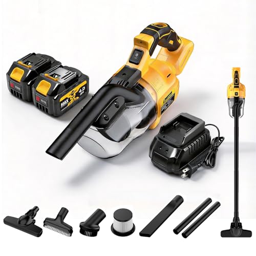 RhovixStar Handheld Vacuum Cordless 20V with 2-Pack 4Ah Batteries and Charger 5-in-1 Car Vacuum with 400W Powerful Motor Lightweight Portable for Home Car Pet Hair